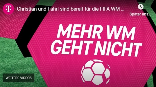 Trotz umstrittener Voraussetzungen der Fuball WM 2022 machen einige Marken Werbung zu dem Anlass. Die Telekom schaltet einen Werbespot - Quelle: Screenshot Telekom Youtube
